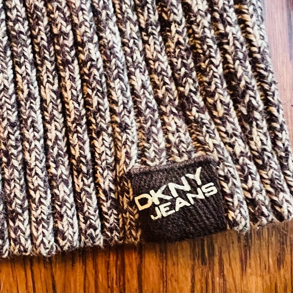 DKNY Jeans Women’s Brown Long Sleeve Quarter Zip Fitted Pullover Sweater Sz XL - Picture 2 of 6